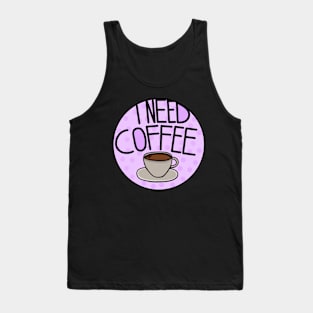 I Need Coffee Pastel Purple , Minimalistic And Simple Tank Top